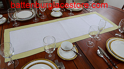 Table runner. White with Celery Green. 16x45" - Click Image to Close